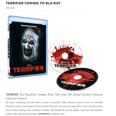  TERRIFIER COMING TO BLU-RAY